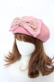 画像1: Leur Getter / ダブルリボン付ベレー  ピンク Y-25-11-06-011-LU-AC-SZ-ZY (1)