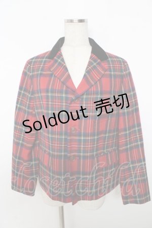 画像: Jane Marple Dans Le Salon / ウールタータンのカーナビージャケット M レッド Y-25-11-06-103-JM-JA-SZ-ZY