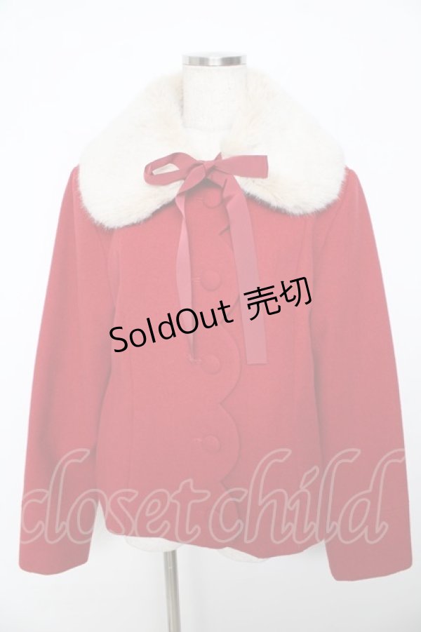 画像1: Melody BasKet / ファーティペットスカラップショートコート  赤 Y-25-11-06-108-LO-CO-AS-ZY (1)