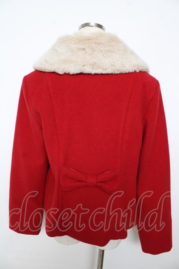 画像2: Melody BasKet / ファーティペットスカラップショートコート  赤 Y-25-11-06-108-LO-CO-AS-ZY (2)