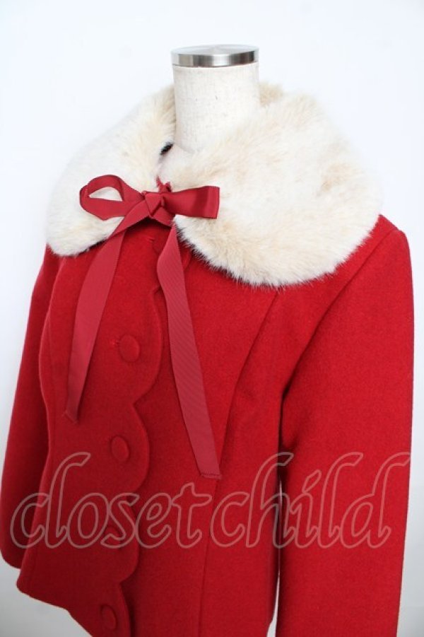 画像3: Melody BasKet / ファーティペットスカラップショートコート  赤 Y-25-11-06-108-LO-CO-AS-ZY (3)