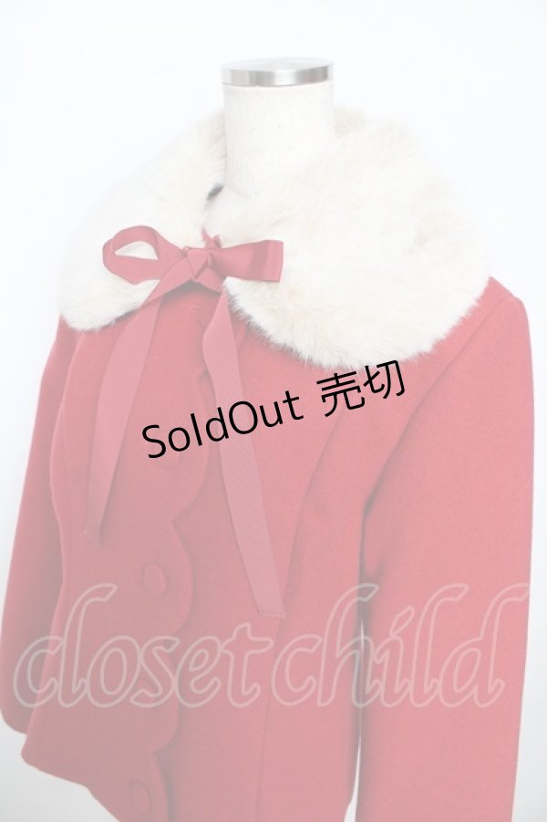 画像3: Melody BasKet / ファーティペットスカラップショートコート  赤 Y-25-11-06-108-LO-CO-AS-ZY (3)
