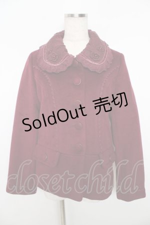 画像: axes femme / デコ衿ショートコート M ワイン Y-25-11-06-112-AX-CO-SZ-ZY