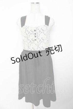画像: F＆A / レース切替ワンピース  黒ｘ白 Y-25-11-06-116-LO-OP-SZ-ZI