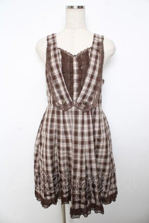 画像: axes femme / チェック柄ベスト風ワンピース M 茶 Y-25-11-06-121-AX-OP-SZ-ZY