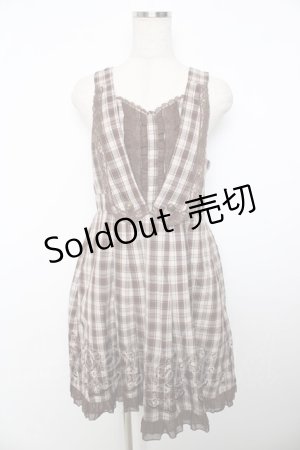 画像: axes femme / チェック柄ベスト風ワンピース M 茶 Y-25-11-06-121-AX-OP-SZ-ZY