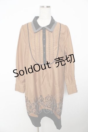 画像: axes femme / ベロア調バイカラーワンピ M キャメル Y-25-11-06-125-AX-OP-SZ-ZI