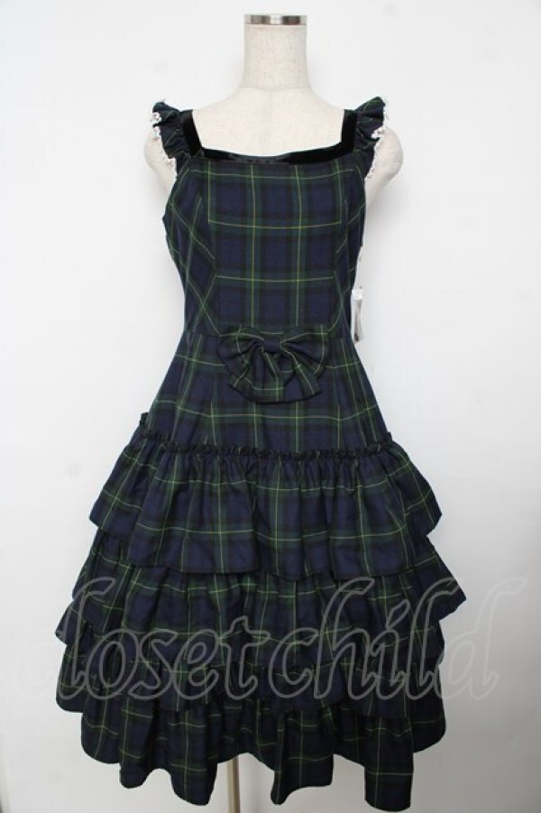 画像1: Victorian maiden / ヴィクトリアンタータンフリルジャンパースカート  グリーン Y-25-11-06-128-CL-OP-SZ-ZY (1)