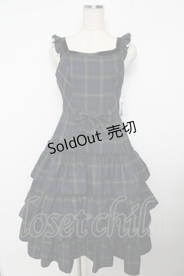 画像1: Victorian maiden / ヴィクトリアンタータンフリルジャンパースカート  グリーン Y-25-11-06-128-CL-OP-SZ-ZT621 (1)