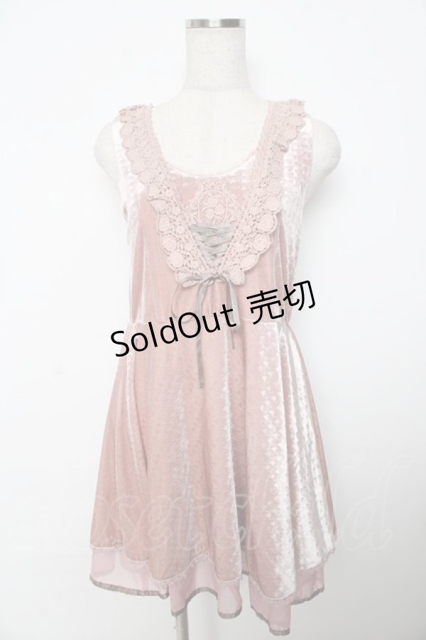 画像1: axes femme /ベロア調ワンピース M ピンク Y-25-11-06-132-AX-OP-SZ-ZY (1)