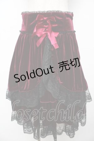 画像: metamorphose / コルセット風ハイウエストスカート（ベロア）  ワイン Y-25-11-06-135-ME-SK-SZ-ZY