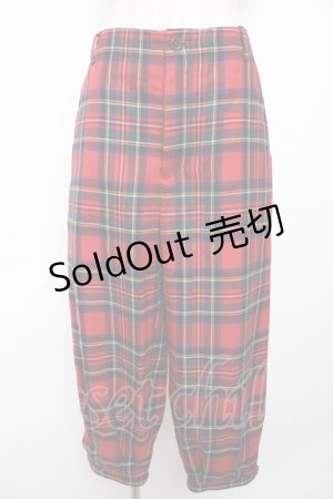 画像: Jane Marple / ウールタータン ニッカーズパンツ M レッド Y-25-11-06-136-JM-PA-SZ-ZY