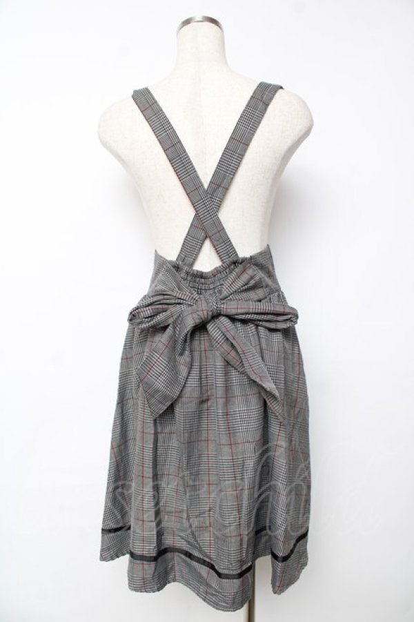 画像2: Amavel /グレンチェックサス付きスカート  グレー Y-25-11-06-140-CA-SK-AS-ZI (2)