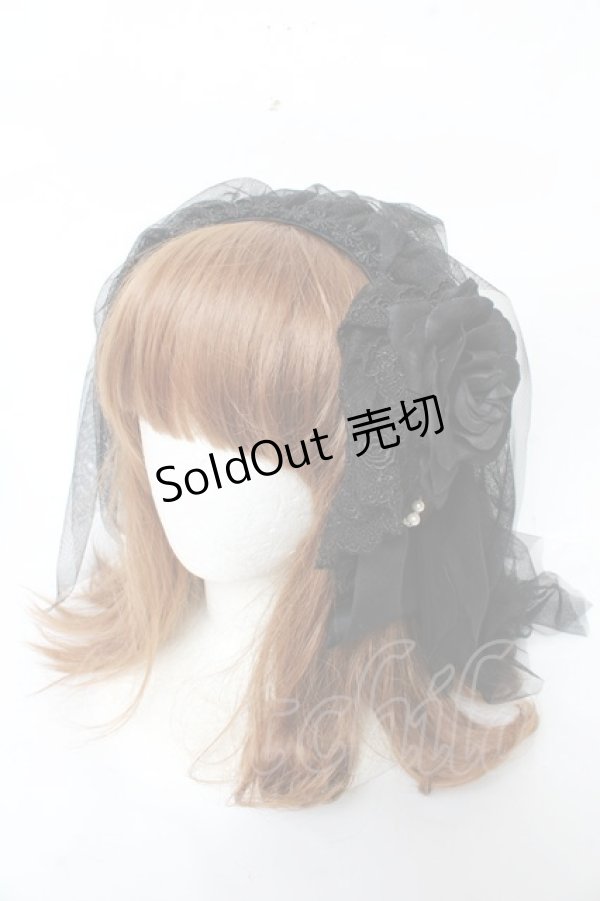 画像1: ATELIER PIERROT / ローズヴェールカチューシャ  黒 Y-25-11-06-015-EL-AC-SZ-ZY (1)