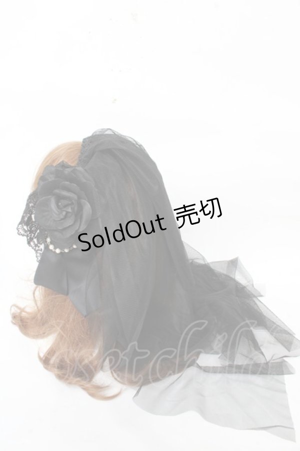 画像2: ATELIER PIERROT / ローズヴェールカチューシャ  黒 Y-25-11-06-015-EL-AC-SZ-ZY (2)