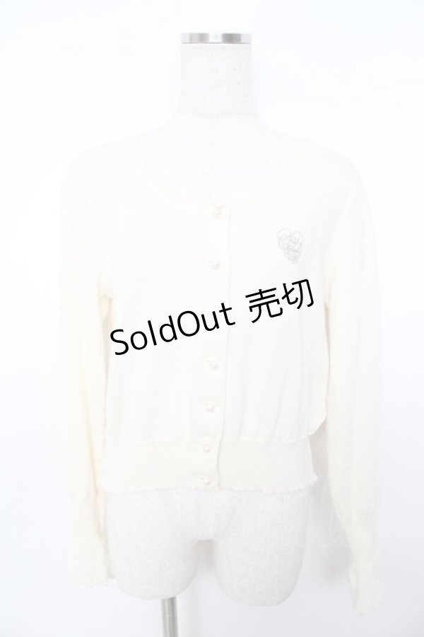 画像1: Emily Temple cute / ロゴ刺繍ニットカーディガン  キナリ Y-25-11-06-023-ET-TO-SZ-ZY (1)