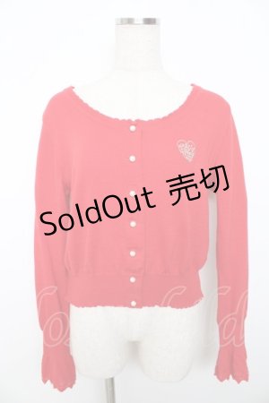 画像: Emily Temple cute / ロゴ刺繍ニットカーディガン  赤 Y-25-11-06-024-ET-TO-SZ-ZY