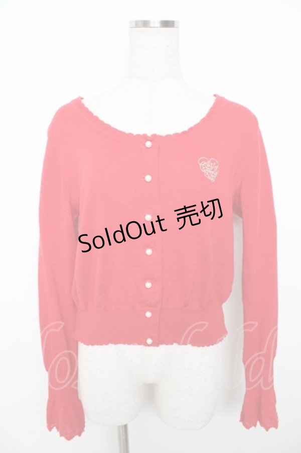 画像1: Emily Temple cute / ロゴ刺繍ニットカーディガン  赤 Y-25-11-06-024-ET-TO-SZ-ZY (1)