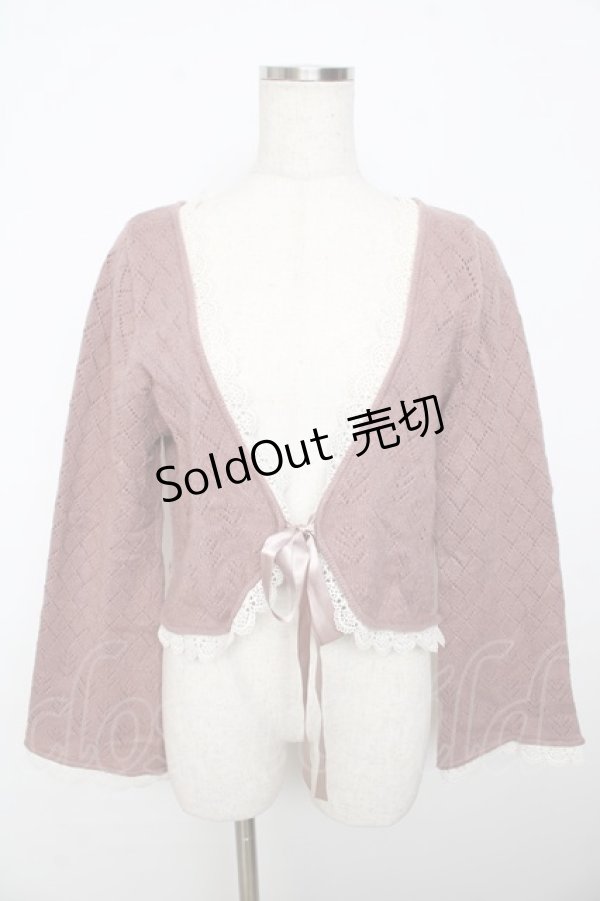 画像1: axes femme / レース使いニットボレロ M 淡ピンク Y-25-11-06-030-AX-TO-SZ-ZY (1)