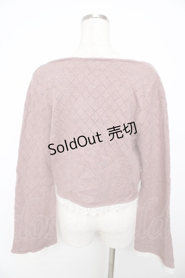 画像2: axes femme / レース使いニットボレロ M 淡ピンク Y-25-11-06-030-AX-TO-SZ-ZY (2)