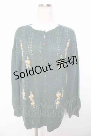 画像: axes femme / オリジナル手刺繍ロングカーデ M グリーン Y-25-11-06-033-AX-TO-SZ-ZY