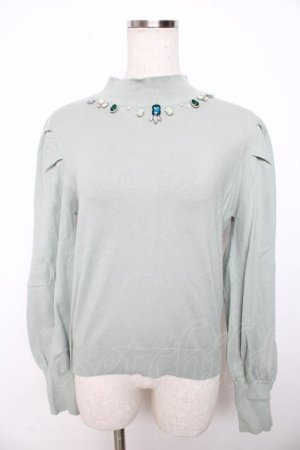 画像: axes femme / ビジューハイネックニット M ミント Y-25-11-06-034-AX-TO-SZ-ZY