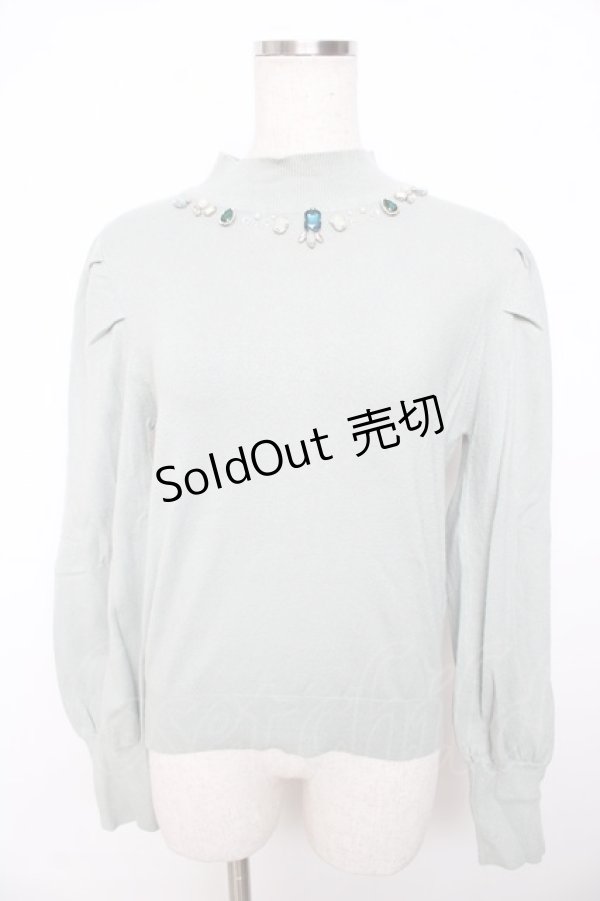 画像1: axes femme / ビジューハイネックニット M ミント Y-25-11-06-034-AX-TO-SZ-ZY (1)