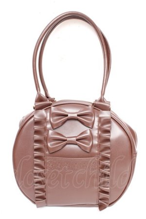 画像: axes femme kawaii / ツインリボンラウンドバッグ  茶 Y-25-11-06-006-AX-BG-SZ-ZY