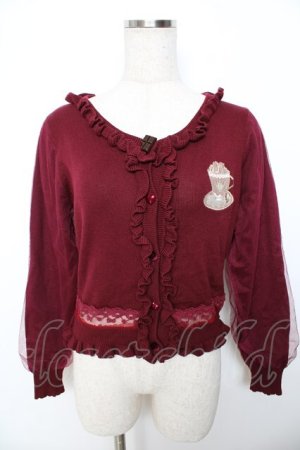 画像: LIZ LISA / チュールレイヤード袖カーディガン  ワイン Y-25-11-06-039-LO-SK-AS-ZY