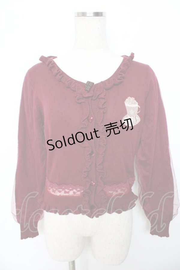 画像1: LIZ LISA / チュールレイヤード袖カーディガン  ワイン Y-25-11-06-039-LO-SK-AS-ZY (1)