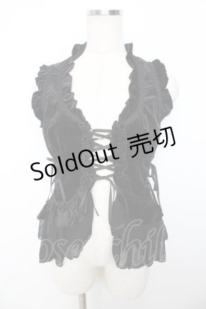 画像: BPN / 別珍フリルベスト M 黒 Y-25-11-06-041-GO-TO-SZ-ZY