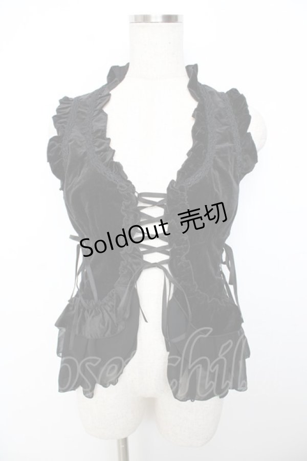 画像1: BPN / 別珍フリルベスト M 黒 Y-25-11-06-041-GO-TO-SZ-ZY (1)