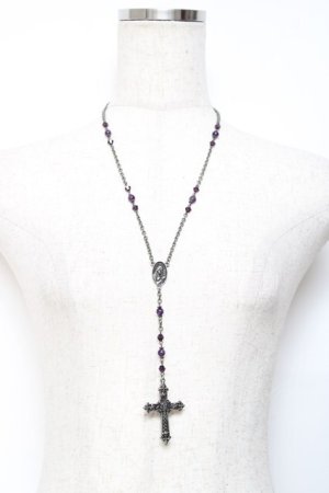 画像: Moi-meme-Moitie / ローズ十字架ロザリオネックレス  パープル Y-25-11-09-001-MO-AC-SZ-ZY