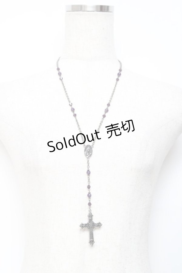 画像1: Moi-meme-Moitie / ローズ十字架ロザリオネックレス  パープル Y-25-11-09-001-MO-AC-SZ-ZY (1)