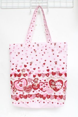 画像: BABY,THE STARS SHINE BRIGHT / くみゃちゃんのSweet Baby Love Heart柄トートバッグ  ピンク Y-25-11-09-038-BA-BG-SZ-ZY