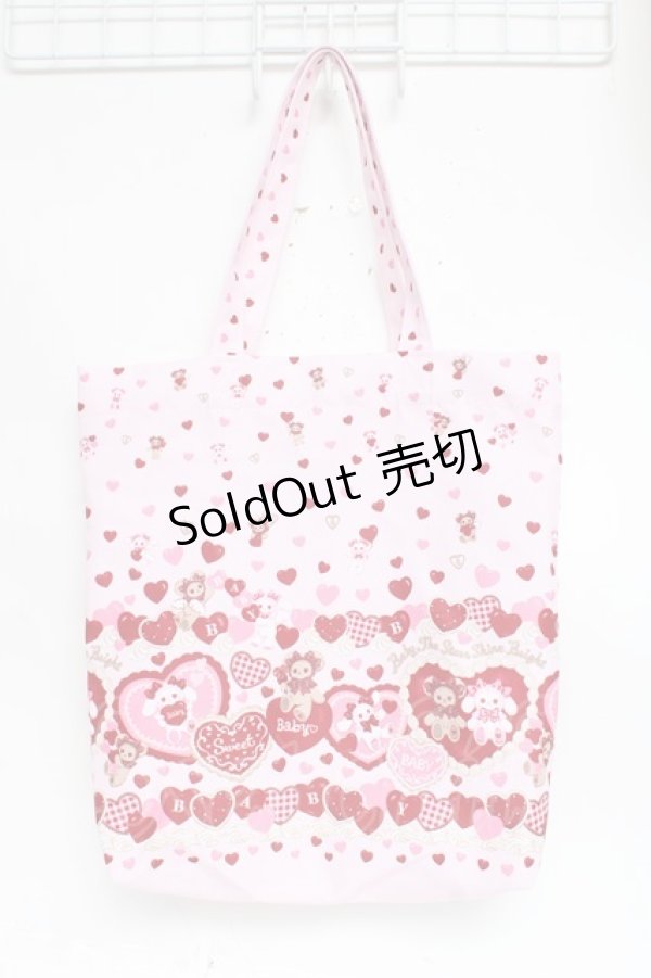 画像1: BABY,THE STARS SHINE BRIGHT / くみゃちゃんのSweet Baby Love Heart柄トートバッグ  ピンク Y-25-11-09-038-BA-BG-SZ-ZY (1)