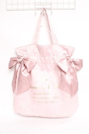 画像: Maison de FLEUR / ダブルリボンギャザートートバッグ F ピンクベージュ Y-25-11-09-039-LO-BG-SZ-ZY