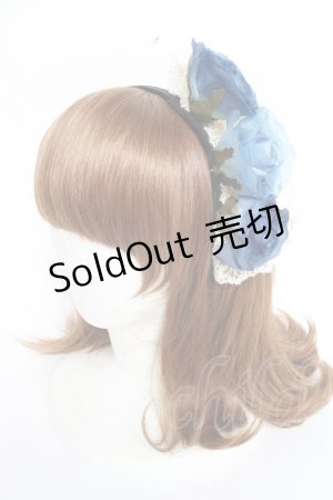 画像: Innocent World / 3つのバラとレースのカチューシャ  ブルー Y-25-11-09-053-IW-AC-SZ-ZY