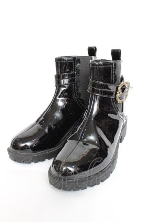 画像: axes femme / ベルトデザインエナメルブーツ M 黒 Y-25-11-09-058-AX-SH-SZ-ZY