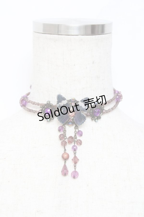 画像1: GOTH / バタフライビーズチョーカー   Y-25-11-09-007-GO-AC-SZ-ZY (1)