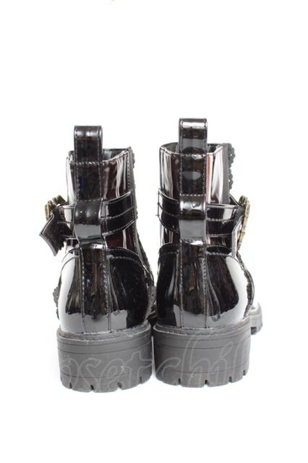 画像3: axes femme / ベルトデザインエナメルブーツ M 黒 Y-25-11-09-058-AX-SH-SZ-ZT-K001 (3)