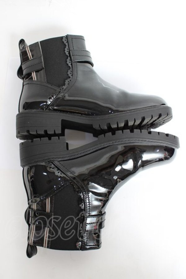 画像5: axes femme / ベルトデザインエナメルブーツ M 黒 Y-25-11-09-058-AX-SH-SZ-ZT-K001 (5)