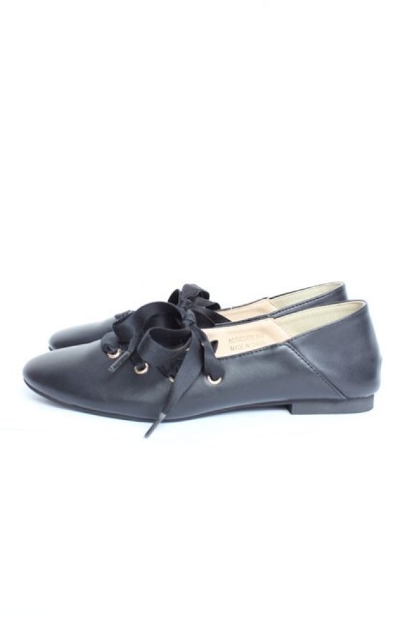 画像2: axes femme / レースアップフラットパンプス S 黒 Y-25-11-09-059-AX-SH-SZ-ZY (2)