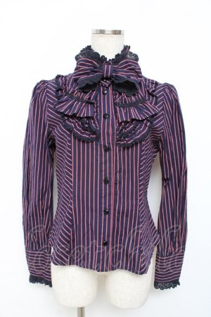 画像: BABY,THE STARS SHINE BRIGHT / レジメンタル・オリヴィアブラウス  紺 Y-25-11-09-061-BA-BL-SZ-ZY