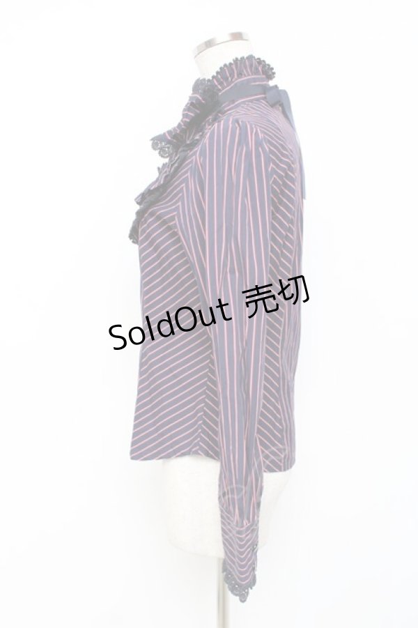 画像2: BABY,THE STARS SHINE BRIGHT / レジメンタル・オリヴィアブラウス  紺 Y-25-11-09-061-BA-BL-SZ-ZY (2)