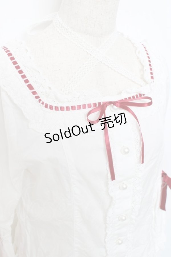 画像4: BABY,THE STARS SHINE BRIGHT / Pure Pearl bouquetスクエアネック姫袖ブラウス  赤 Y-25-11-09-062-BA-TS-SZ-ZY (4)