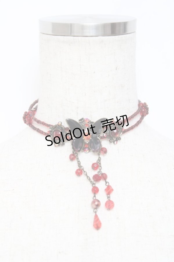 画像1: GOTH / バタフライビーズチョーカー   Y-25-11-09-008-GO-AC-SZ-ZY (1)