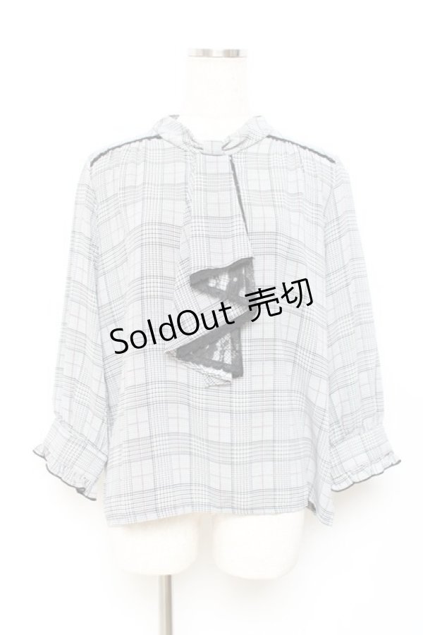 画像1: axes femme / カメオ付ラッフルフリルブラウス M グレー Y-25-11-09-065-AX-BL-SZ-ZI (1)