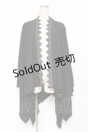 画像: axes femme / バラ釦付UVイレヘムポンチョ  黒 Y-25-11-09-067-AX-TO-SZ-ZY