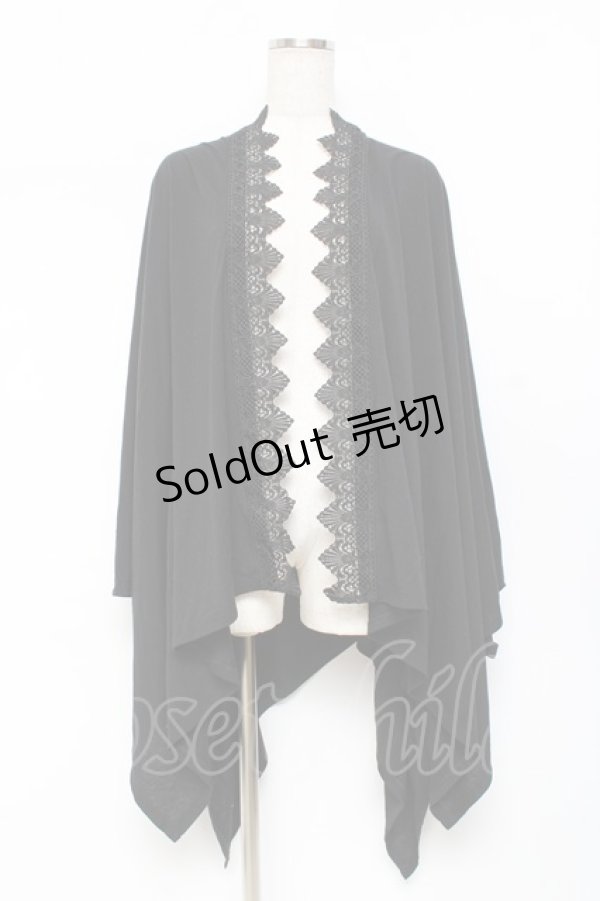 画像1: axes femme / バラ釦付UVイレヘムポンチョ  黒 Y-25-11-09-067-AX-TO-SZ-ZY (1)